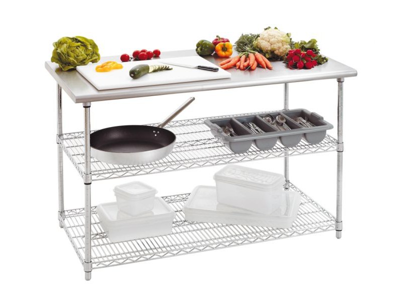 Table Inox pour cuisine professionnelle - Etagère de Table Inox